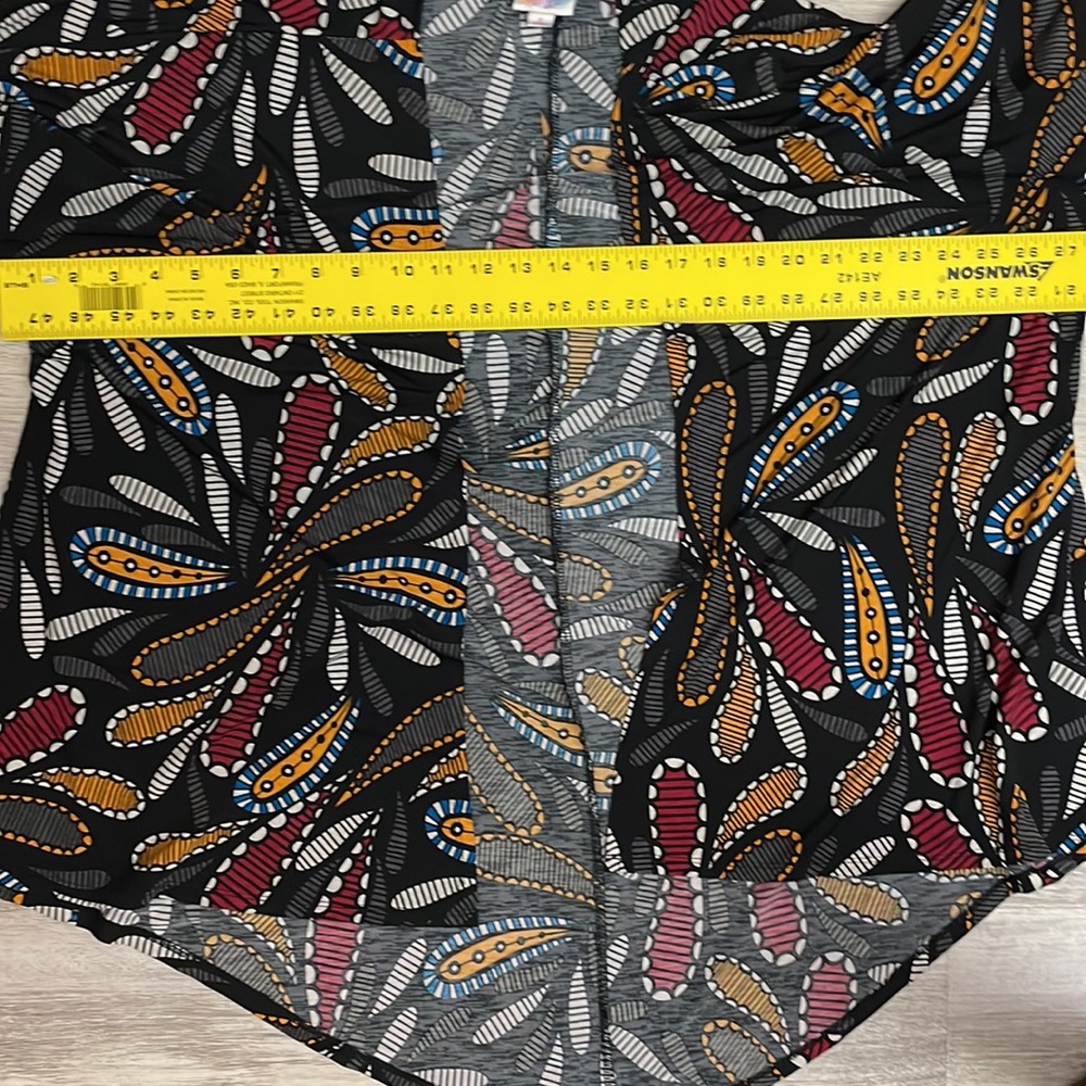 LuLaRoe Black Multi-Color Paisley Print Open Front Short Sleeve Cardigan Size S - Picture 8 of 12